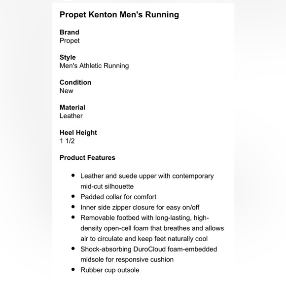 Propet Kenton Men's Running Leather Shoes Sneakers Size USA 10 M(D) Black Color - Picture 6 of 7